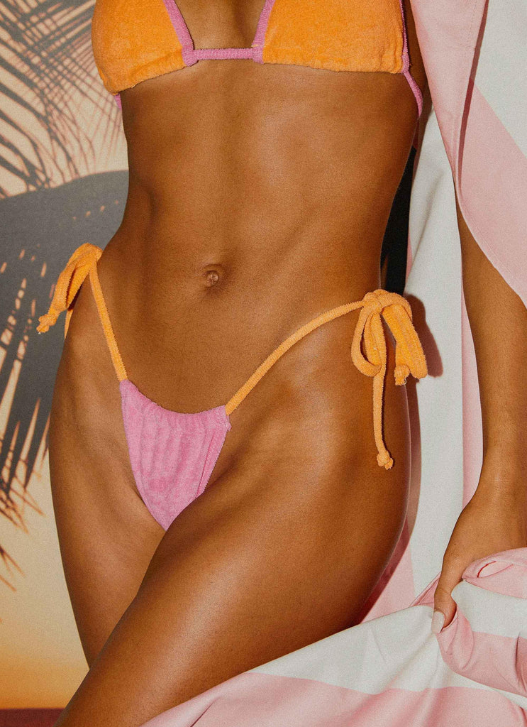 Holidae Tie Bikini Bottom - Pink Towelling - Peppermayo US
