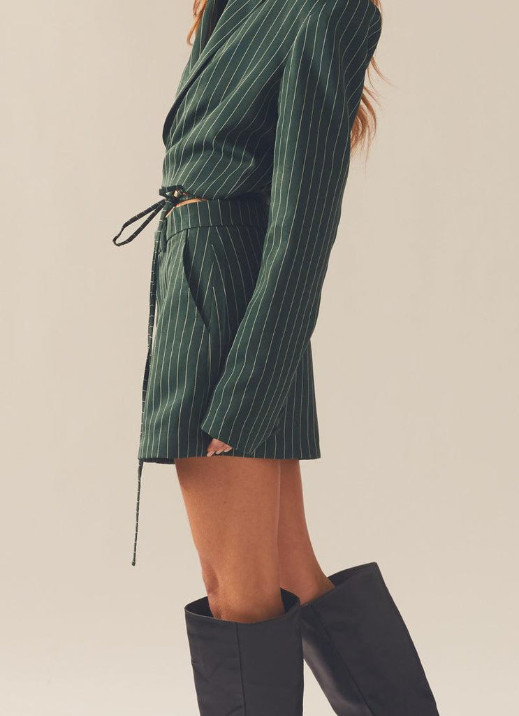 Forbidden Suit Skirt - Green Pinstripe - Peppermayo US