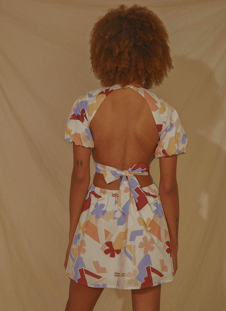 Lani Linen Mini Dress - Abstract Resort - Peppermayo US