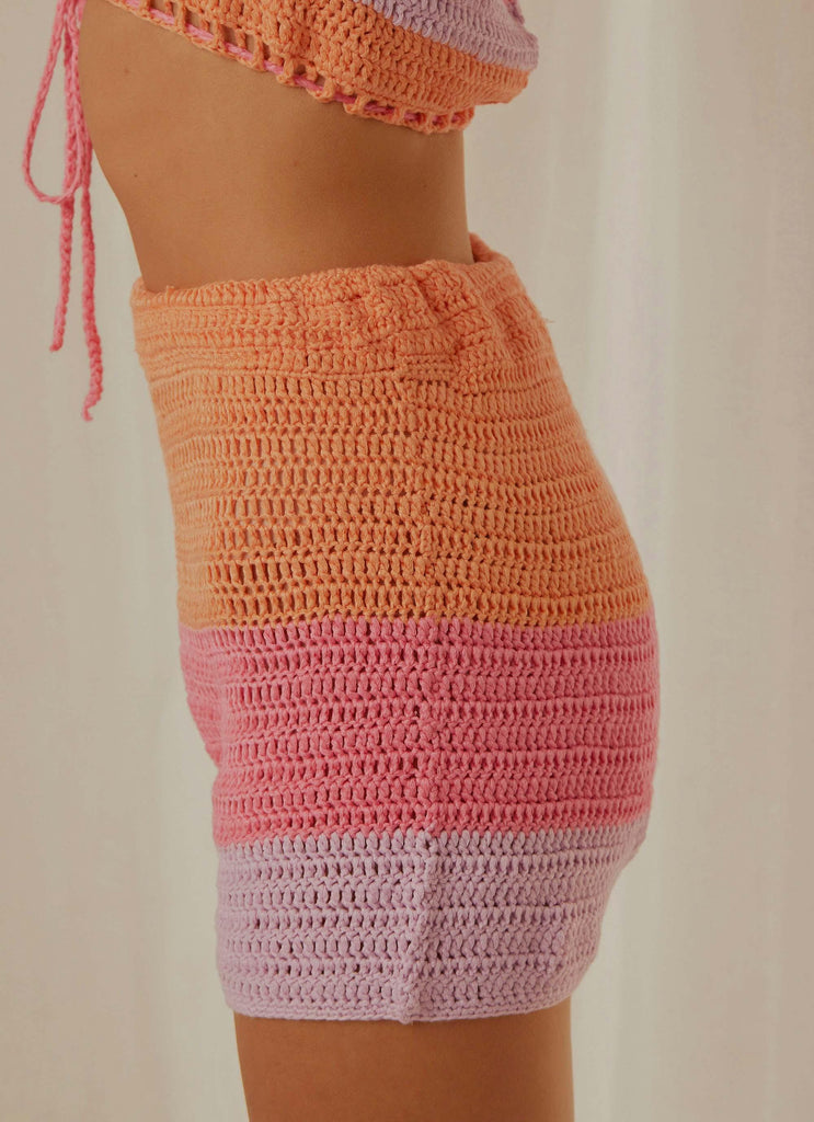 Sunburst Crochet Shorts - Pink - Peppermayo US