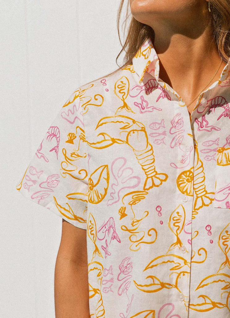 Entree Linen Short Sleeve Shirt - Oceanus - Peppermayo US