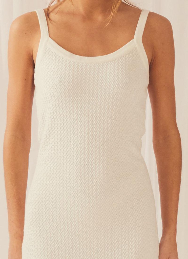 Coco Crochet Midi Dress - White - Peppermayo US