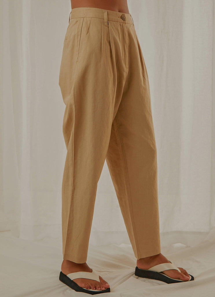 Elina Tailored Pant - Tan - Peppermayo US