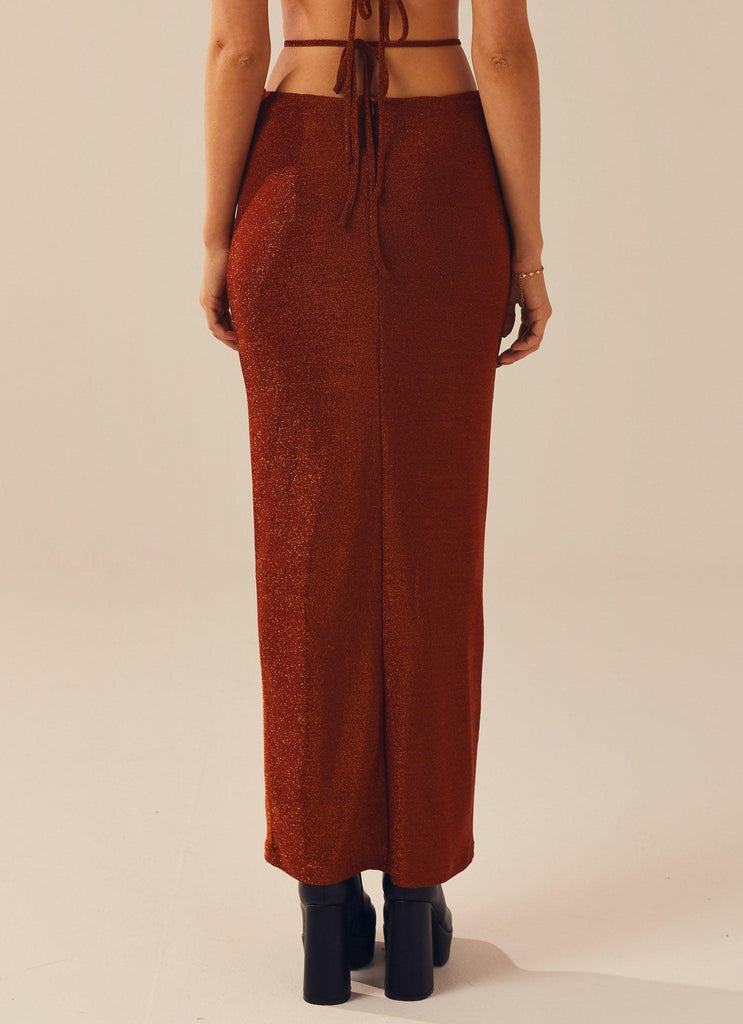 Out of Service Lurex Maxi Skirt - Spiced Lurex - Peppermayo US