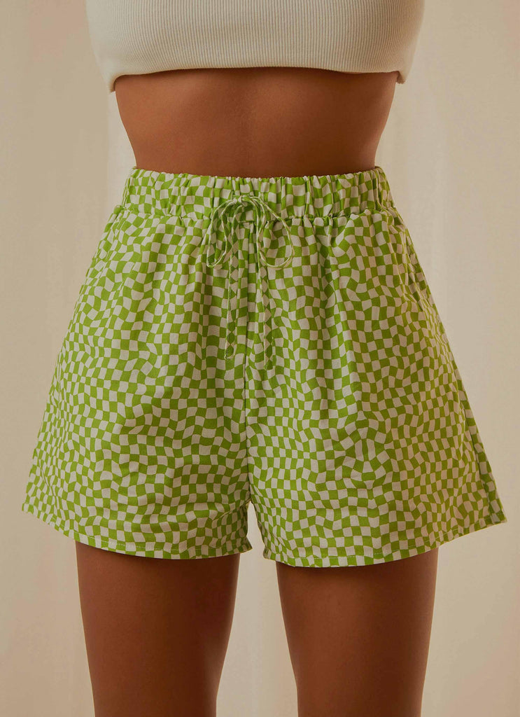 Seventies Groove Shorts - Lime Warp Check - Peppermayo US