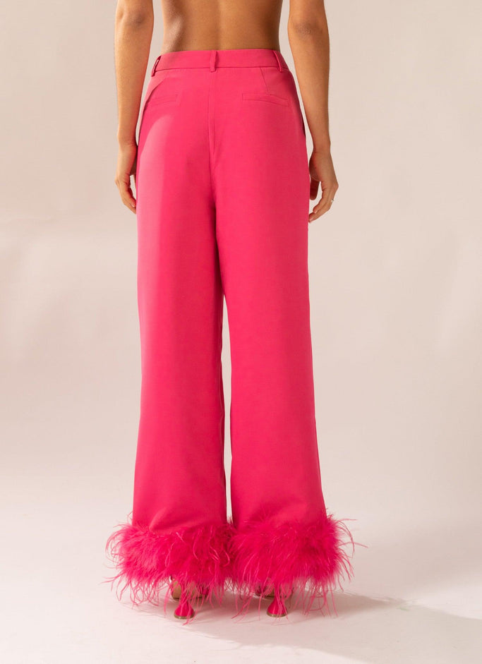 Shake It Off Feather Pants - Magenta