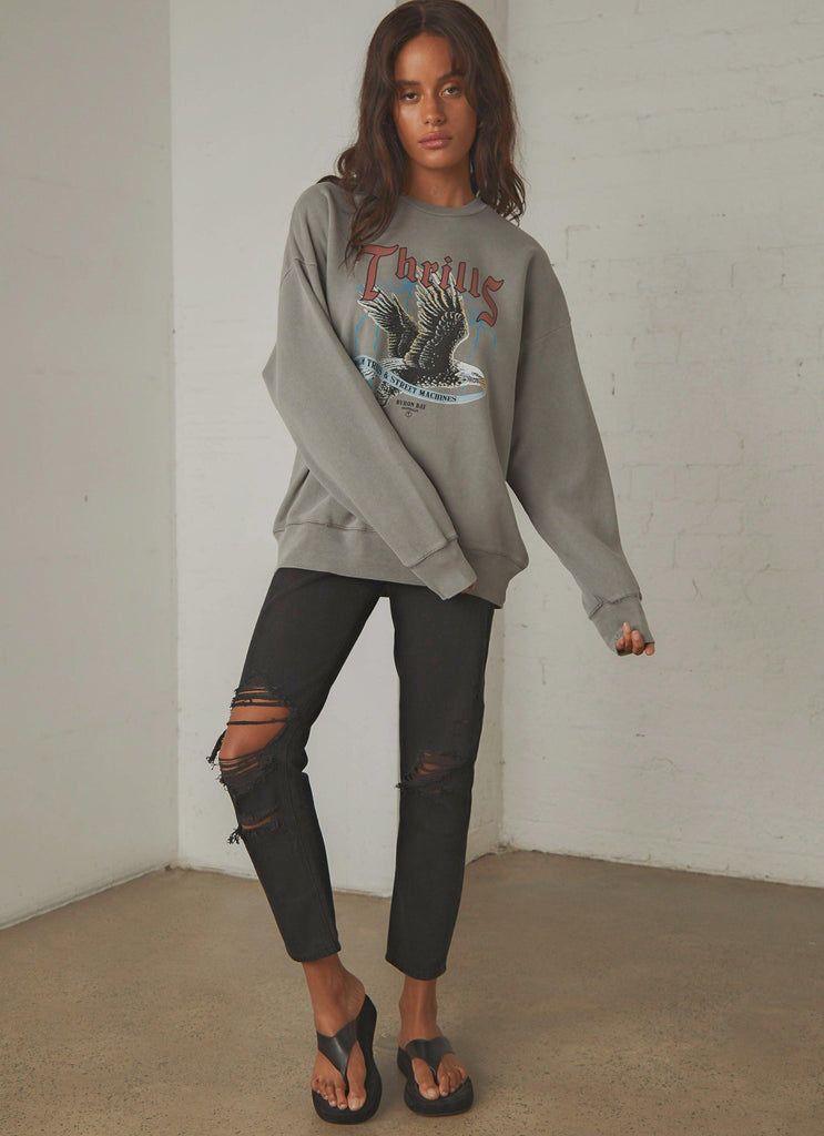 Storm The Castle Slouch Fit Crew - Washed Grey - Peppermayo US