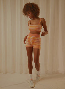 Rhodes Knit Shorts - Peach Multi Stripe - Peppermayo US