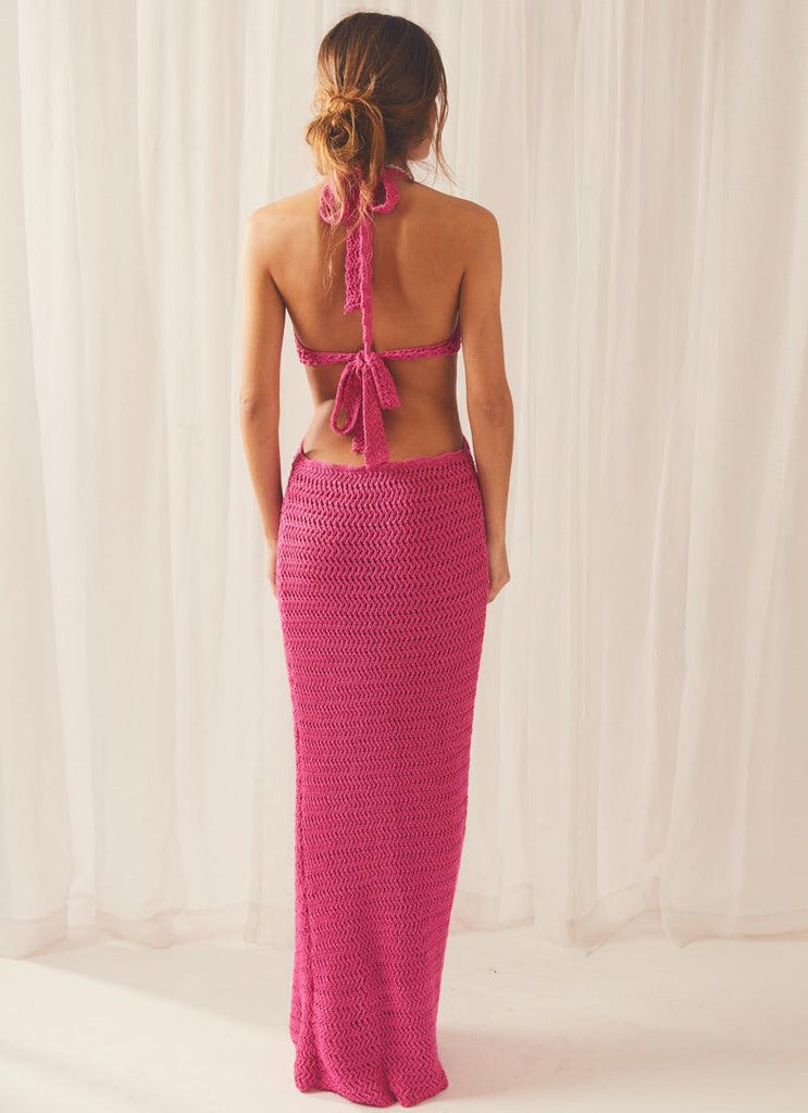 Havana Crochet Maxi Dress - Hot Pink - Peppermayo US