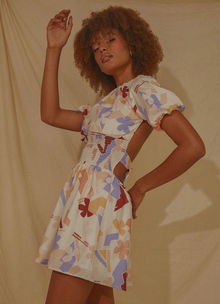 Lani Linen Mini Dress - Abstract Resort - Peppermayo US