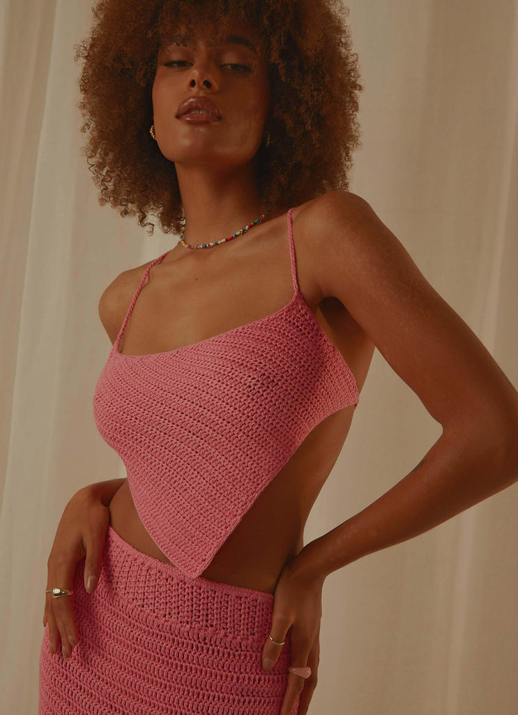 Cancun Crochet Halter Top - Pink - Peppermayo US