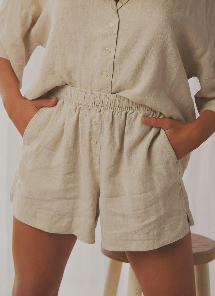 Nude Linen Lounge Short - Natural - Peppermayo US