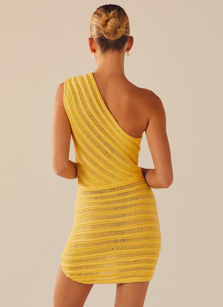Percilla Ladder Knit Mini Dress - Yellow - Peppermayo US