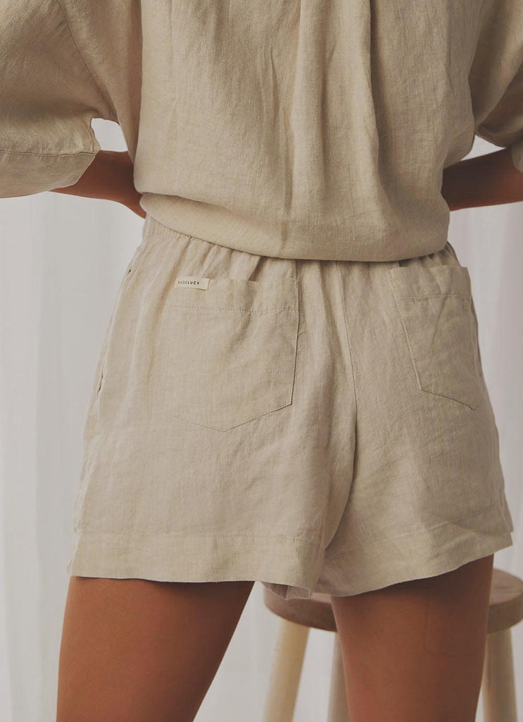 Nude Linen Lounge Short - Natural - Peppermayo US