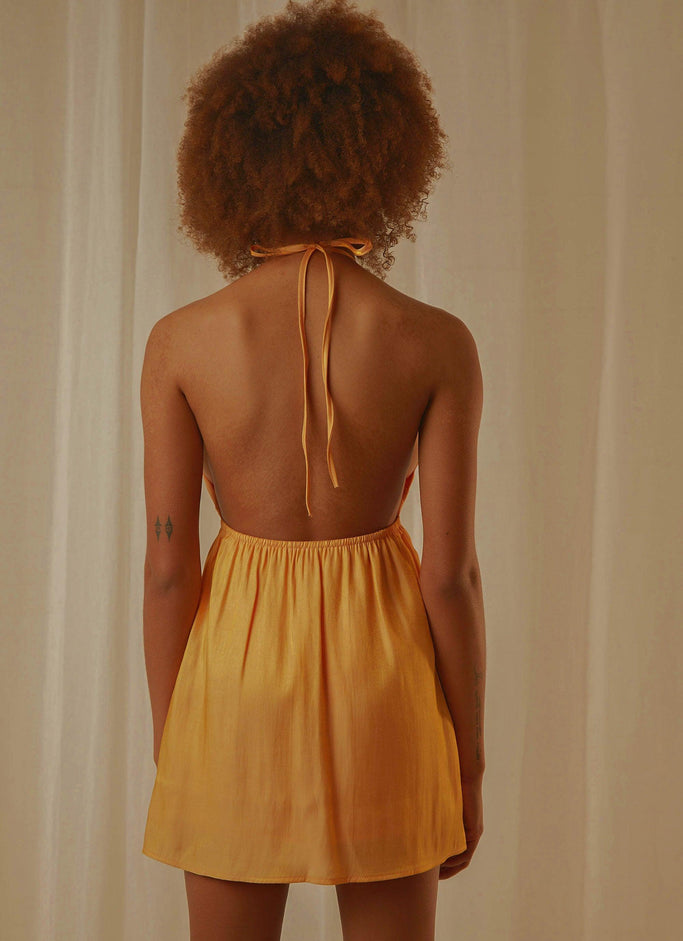 Love Lessons Mini Dress - Mango Shimmer