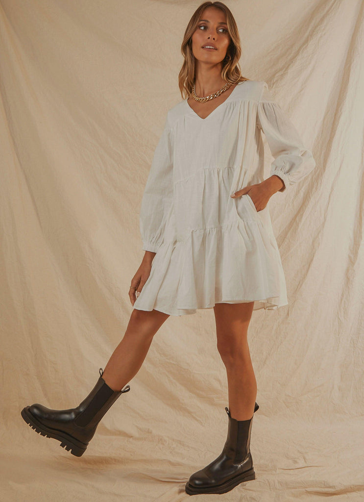Camila Mini Dress - White - Peppermayo US