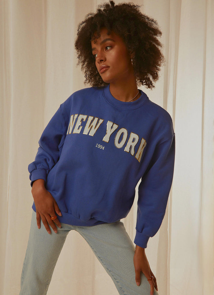 Big City Crewneck Sweater - Cobalt Blue - Peppermayo US