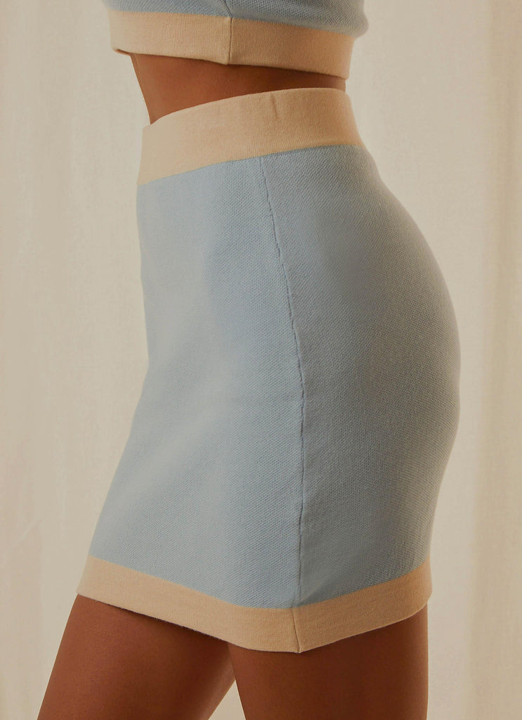 Sunday Morning Knit Mini Skirt - Baby Blue - Peppermayo US