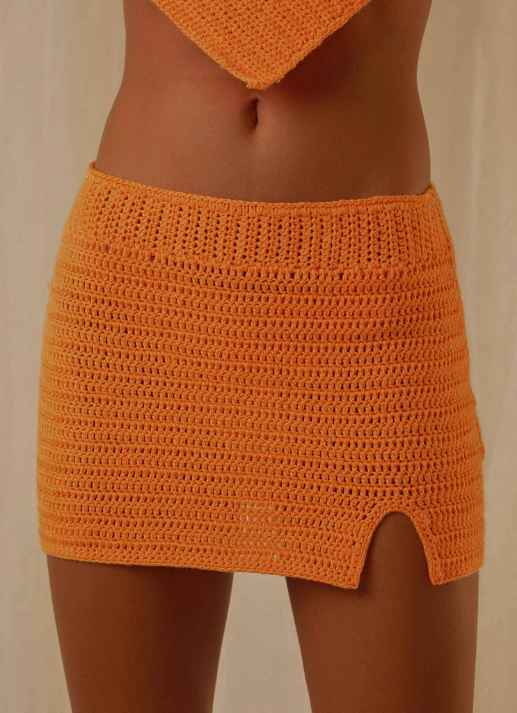 Island Sun Crochet Mini Skirt - Tangerine - Peppermayo US