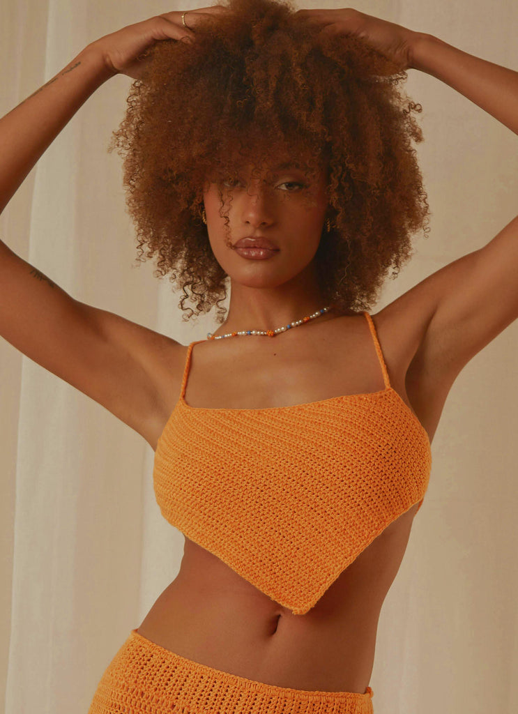 Cancun Crochet Halter Top - Tangerine - Peppermayo US