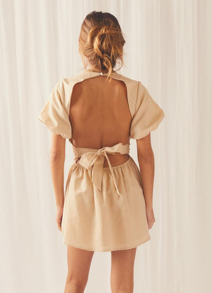 Lani Linen Mini Dress - Oatmeal - Peppermayo US