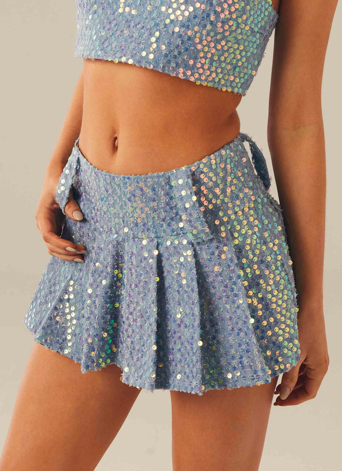 Fly Girl Mini Skirt - Sequin Denim