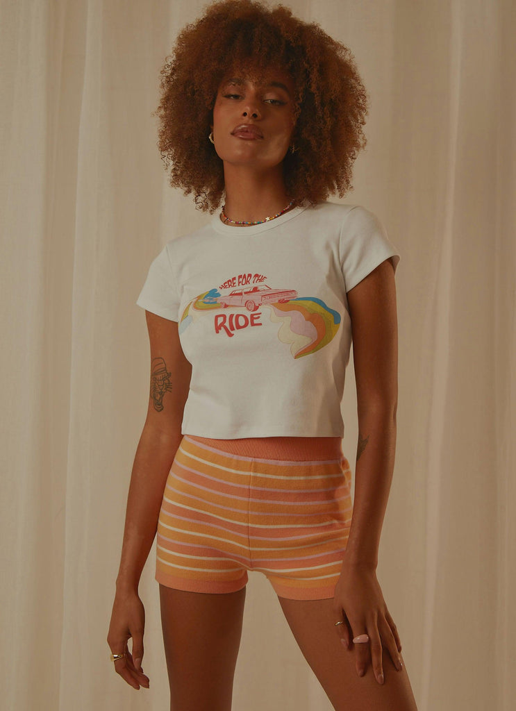 Here For The Ride Slim Tee - White - Peppermayo US