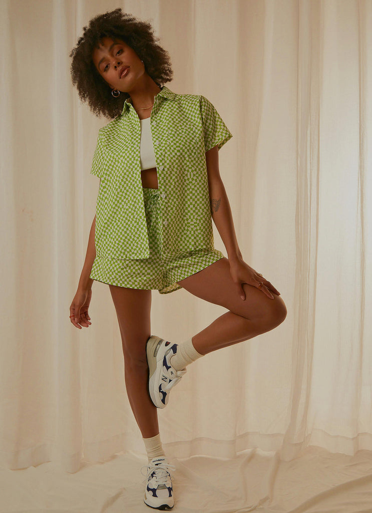 Seventies Groove Shirt - Lime Warp Check - Peppermayo US