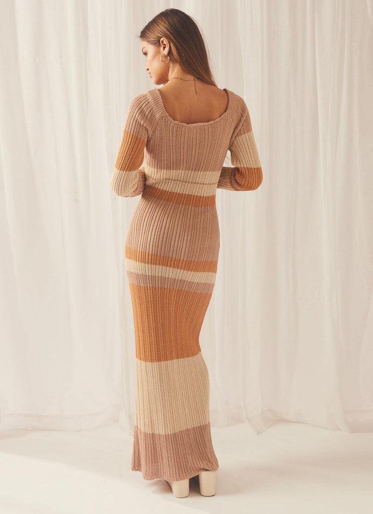 Love Ride Crochet Maxi Dress - Natural Stripe - Peppermayo US