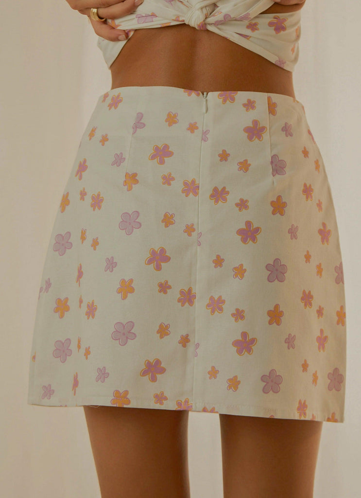 Morning Market Linen Mini Skirt - Pink Wild Poppies - Peppermayo US