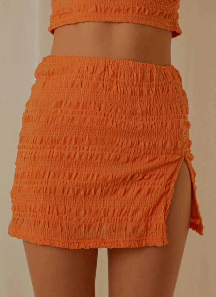 My Type Ruched Mini Skirt - Papaya - Peppermayo US