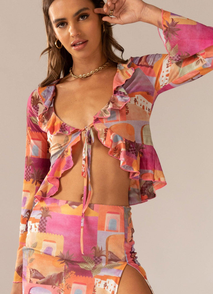 Sweet and Sultry Tie Top - Sunset Building - Peppermayo US