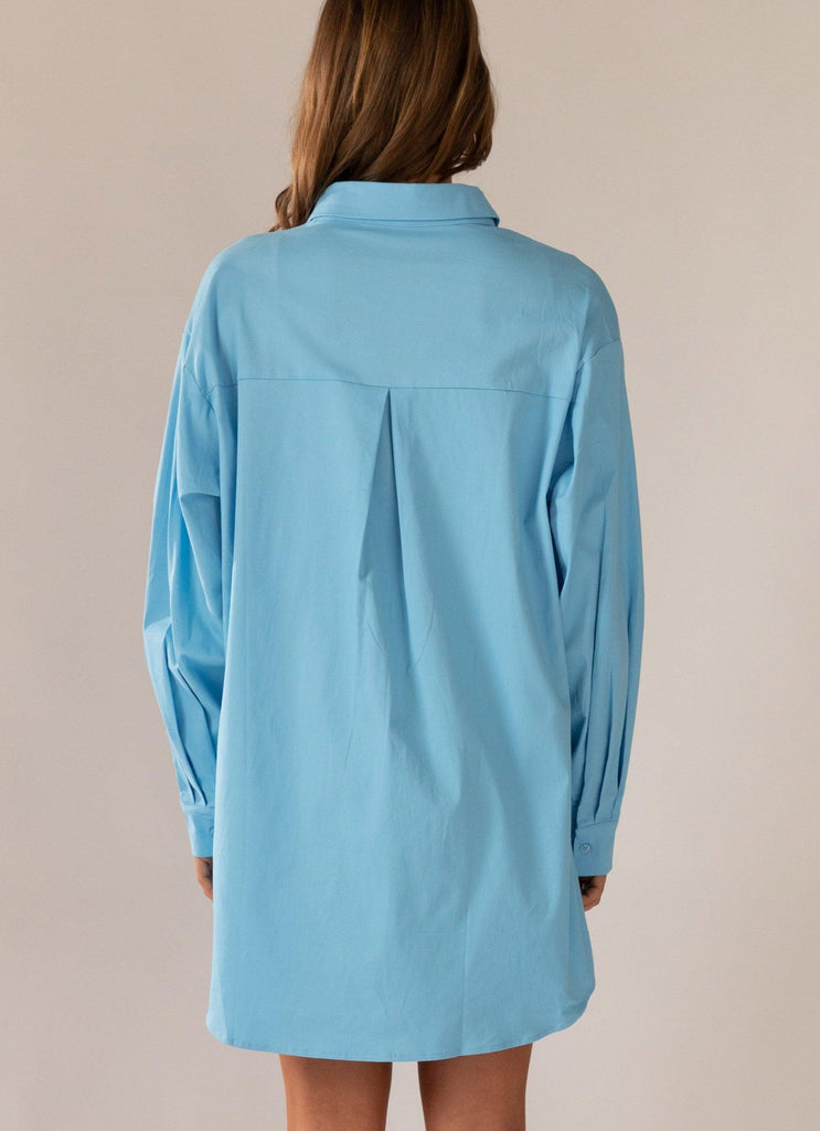 Fresh Outlook Shirt Dress - Cornflower Blue - Peppermayo US