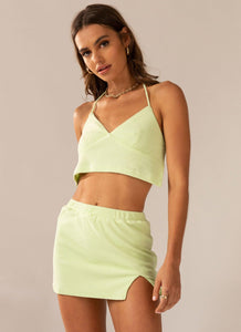 Changing Seasons Terry Mini Skirt - Lime Green - Peppermayo US