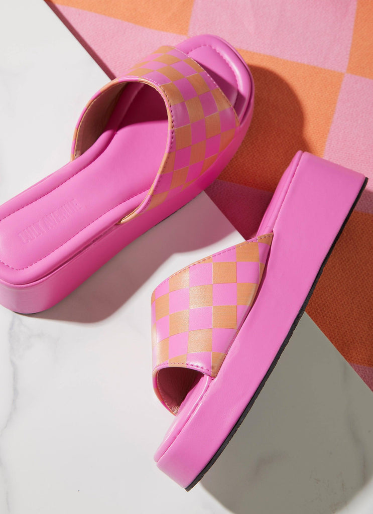 Cindy Mule - Pink and Orange Checkerboard - Peppermayo US