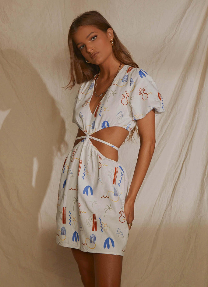 Art Girl Linen Mini Dress- Santorini
