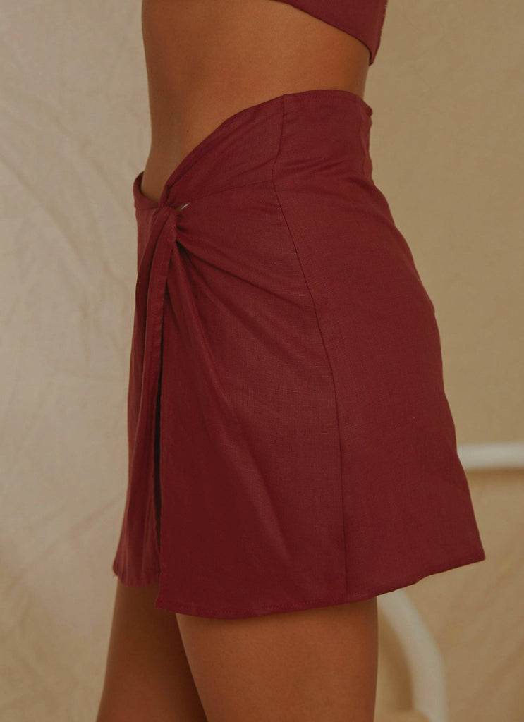 European Edition Mini Skirt - Burgundy - Peppermayo US