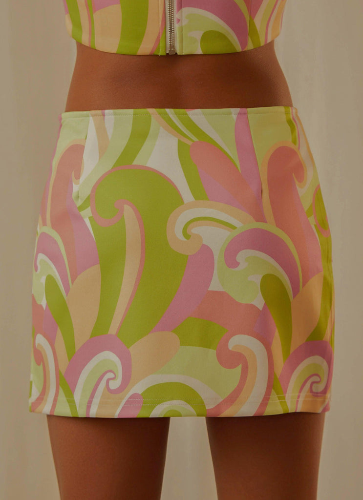 Euphoria Low Rise Mini Skirt - Retro Swirl - Peppermayo US