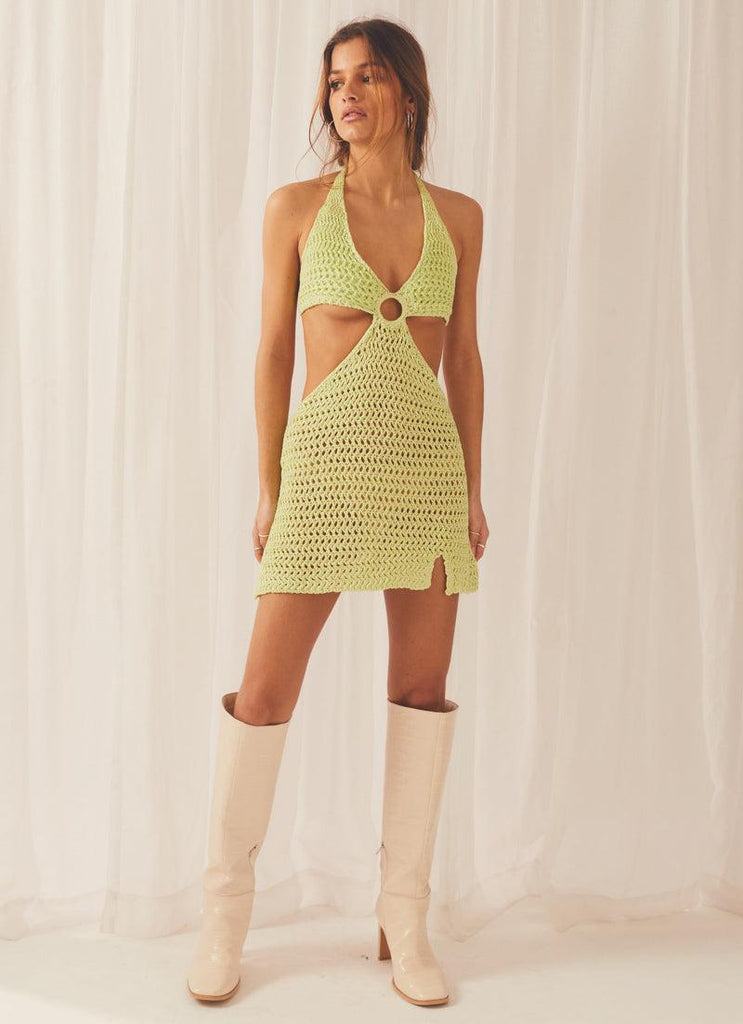 Heaven Crochet Dress - Sage Green - Peppermayo US
