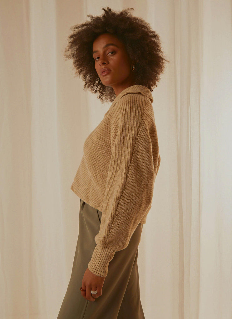 All I Know Knit Sweater - Beige - Peppermayo US