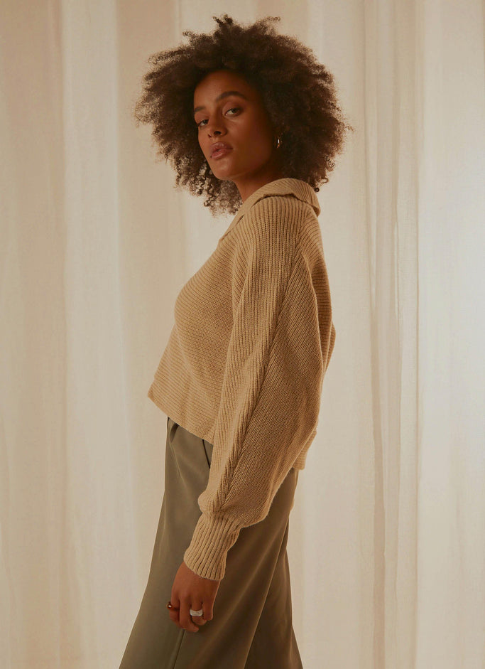 All I Know Knit Sweater - Beige