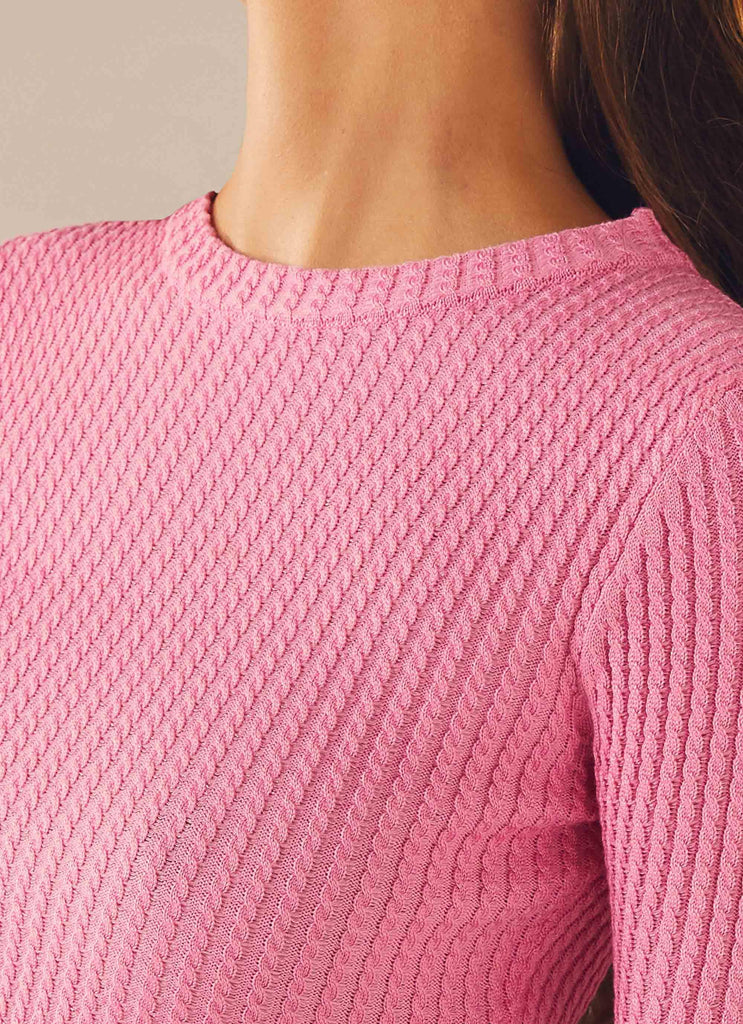 I'm Yours Crop Knit Top - Fuchsia - Peppermayo US