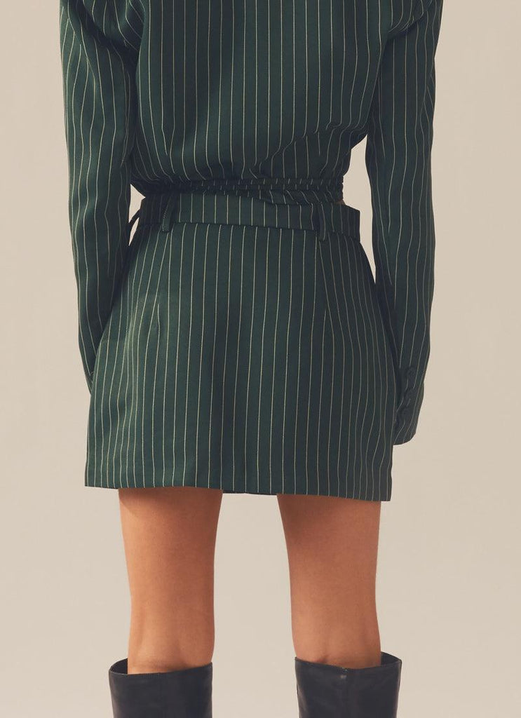 Forbidden Suit Skirt - Green Pinstripe - Peppermayo US