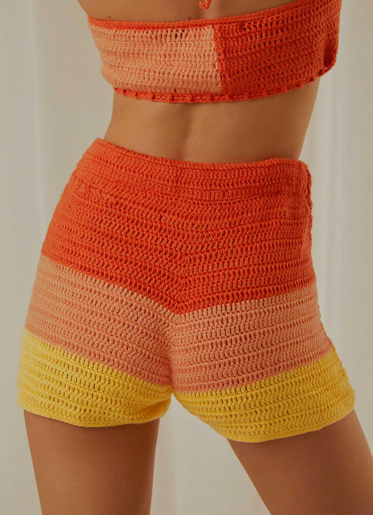 Sunburst Crochet Shorts - Sunrise - Peppermayo US