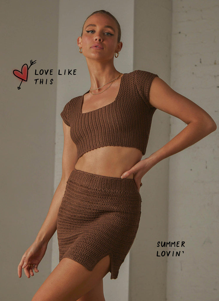 Love Like This Crochet Crop - Choc Brown - Peppermayo US