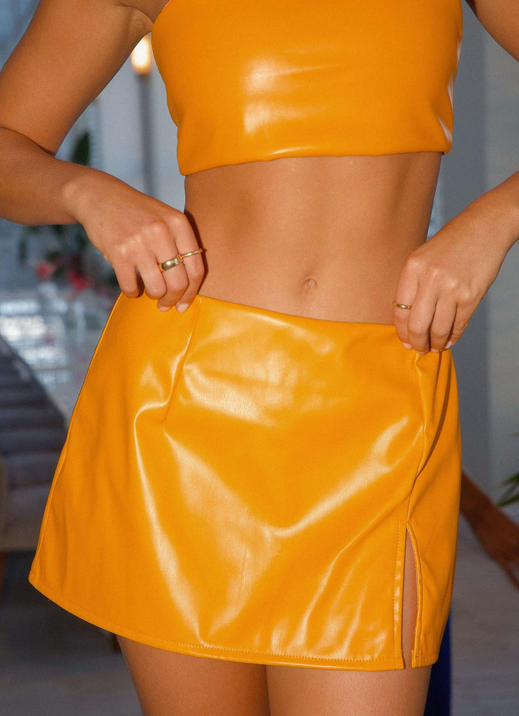 Sao Paulo Mini Skirt - Tangerine PU - Peppermayo US