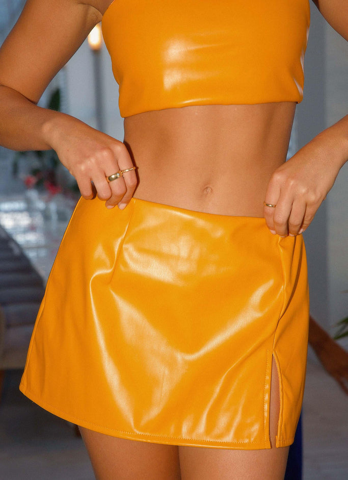 Sao Paulo Mini Skirt - Tangerine PU