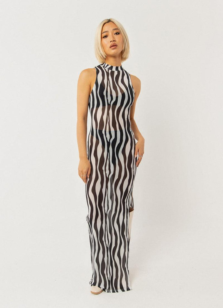 Hell Bound Midi Dress - Zebra Stripe - Peppermayo US