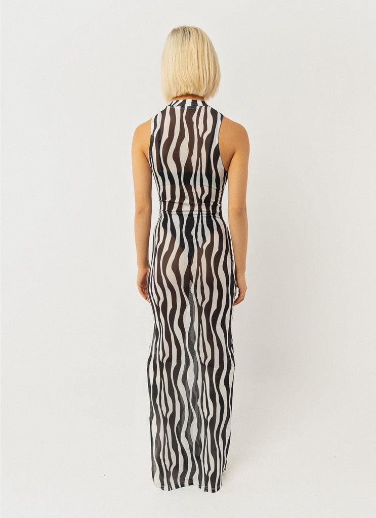 Hell Bound Midi Dress - Zebra Stripe - Peppermayo US