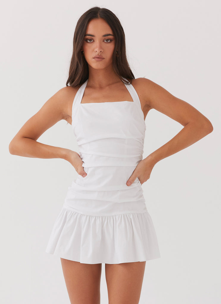 Cely Ruched Mini Dress - White – Peppermayo US